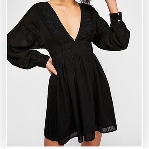 NWT Free People Black A Line V Neck Dress